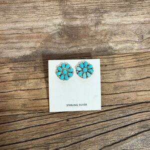 Turquoise Sterling Silver Floral Earrings